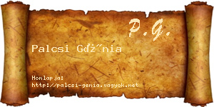 Palcsi Génia névjegykártya